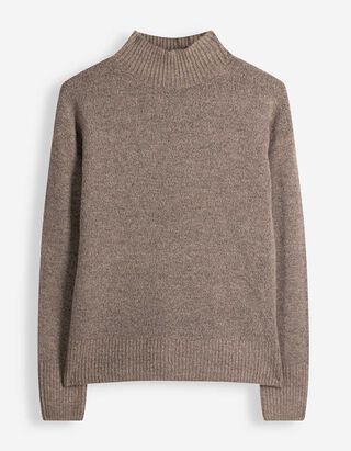 Strickpullover - Mockneck - Braun