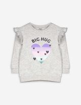 Sweatshirt - Glitzerprint - hellgrau