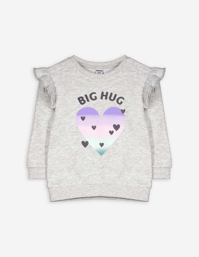 Sweatshirt - Glitzerprint - hellgrau