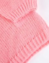 Pleteni pulover - V-izrez - roze