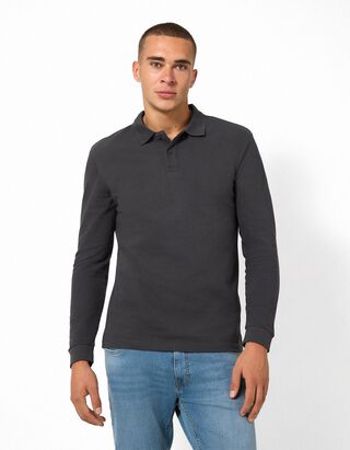 Langarmshirt - Polokragen - Khaki