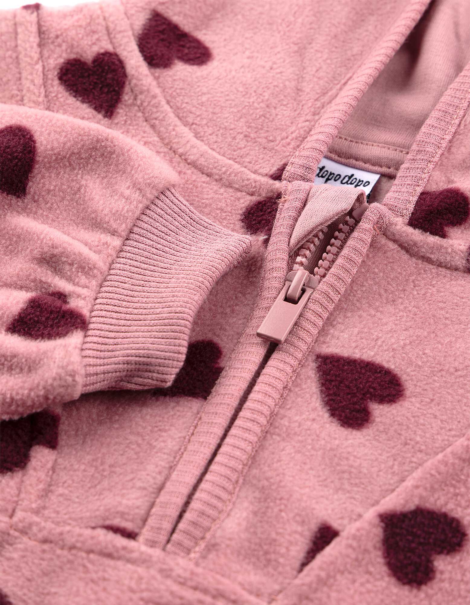 Set aus Kapuzenpullover und Hose - Fleece - Rosa