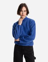 Pletený sveter - Obsah vlny - tmavomodra