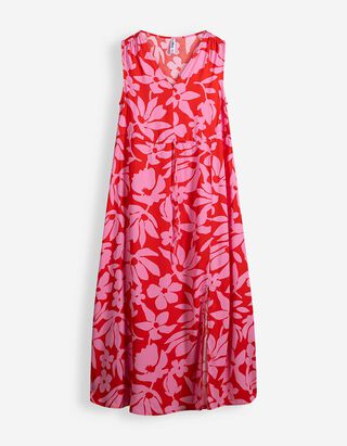 Maxikleid - Allover-Print - rot