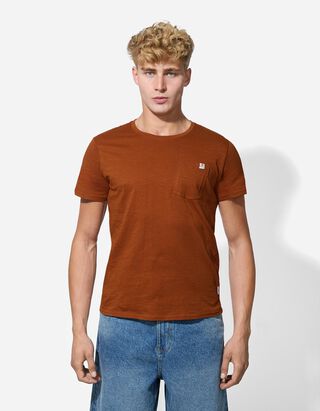 T-Shirt - Brusttasche - hellbraun