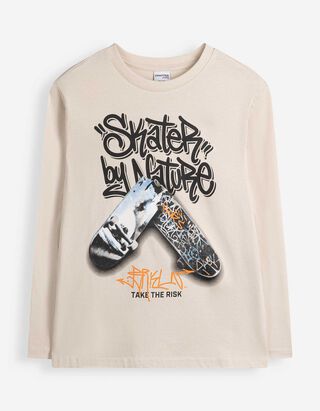 Longsleeve - Voorkantprint - Lichtgrijs
