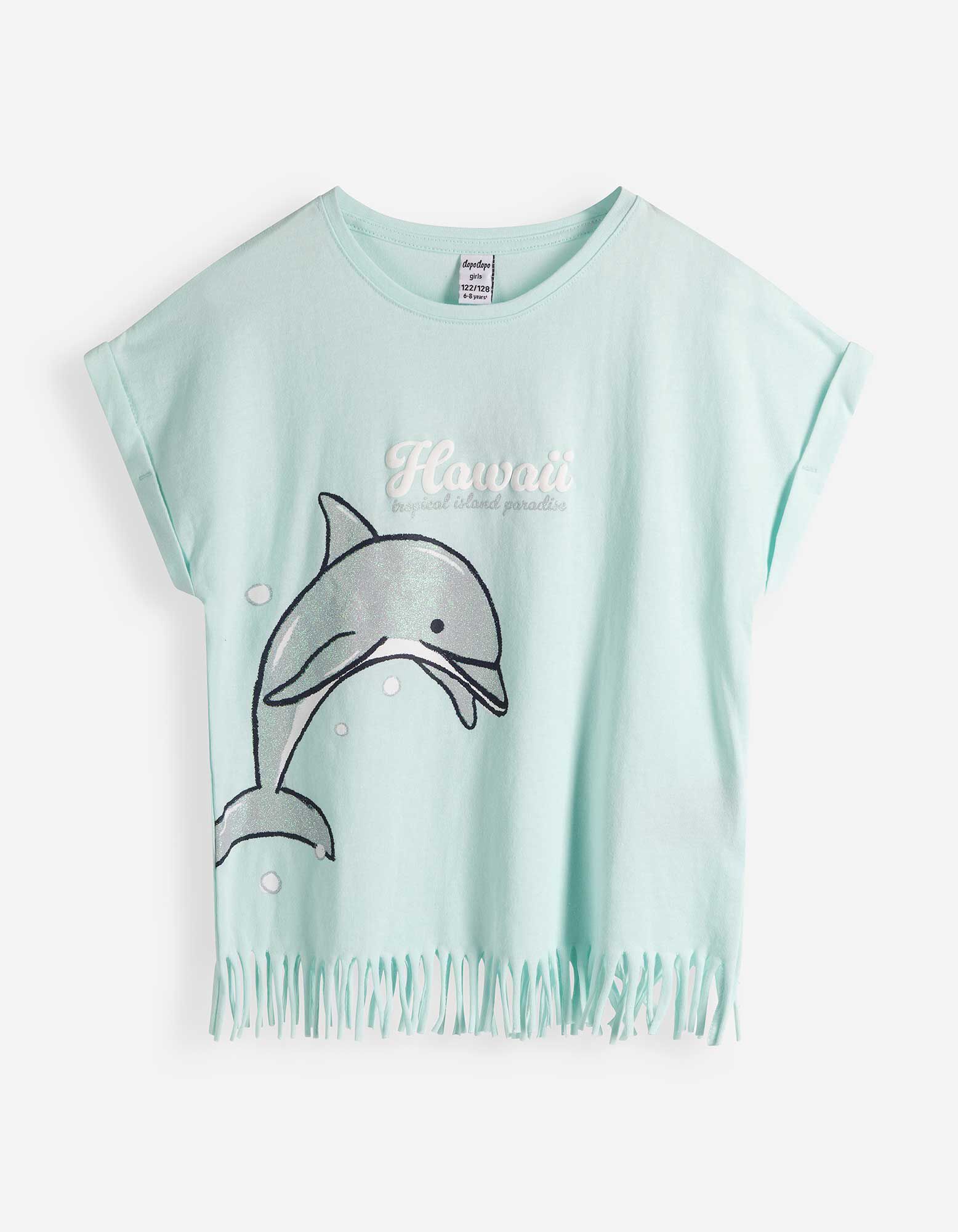 Shirt - Ausgefranste Abschl&uuml;sse - Hellblau