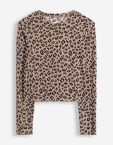 Pyjama Set aus Shirt und Hose - Gerippt - Taupe