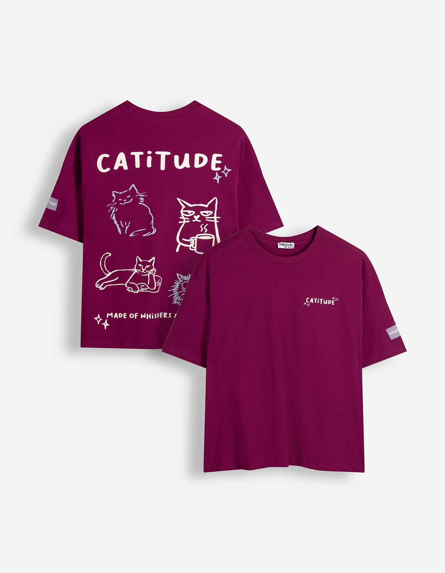 T-Shirt - Tiermotiv - Dunkelrot