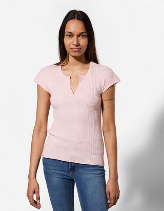 Strickshirt - Viskose-Mix - rosa