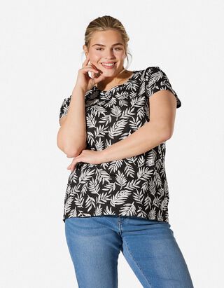 T-shirt - Motief all-over - zwart