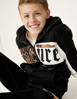 Cipzáros melegítőfelső - Feliratos nyomott minta - fekete