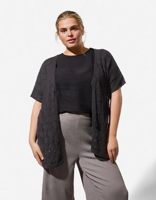 Cardigan - Baumwoll-Mix - schwarz