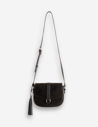 Tasche - Wildlederimitat - schwarz