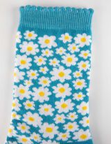 skarpety - wz&oacute;r w kwiaty - niebieski