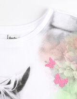 T-shirt - obszycie z koronki - bialy