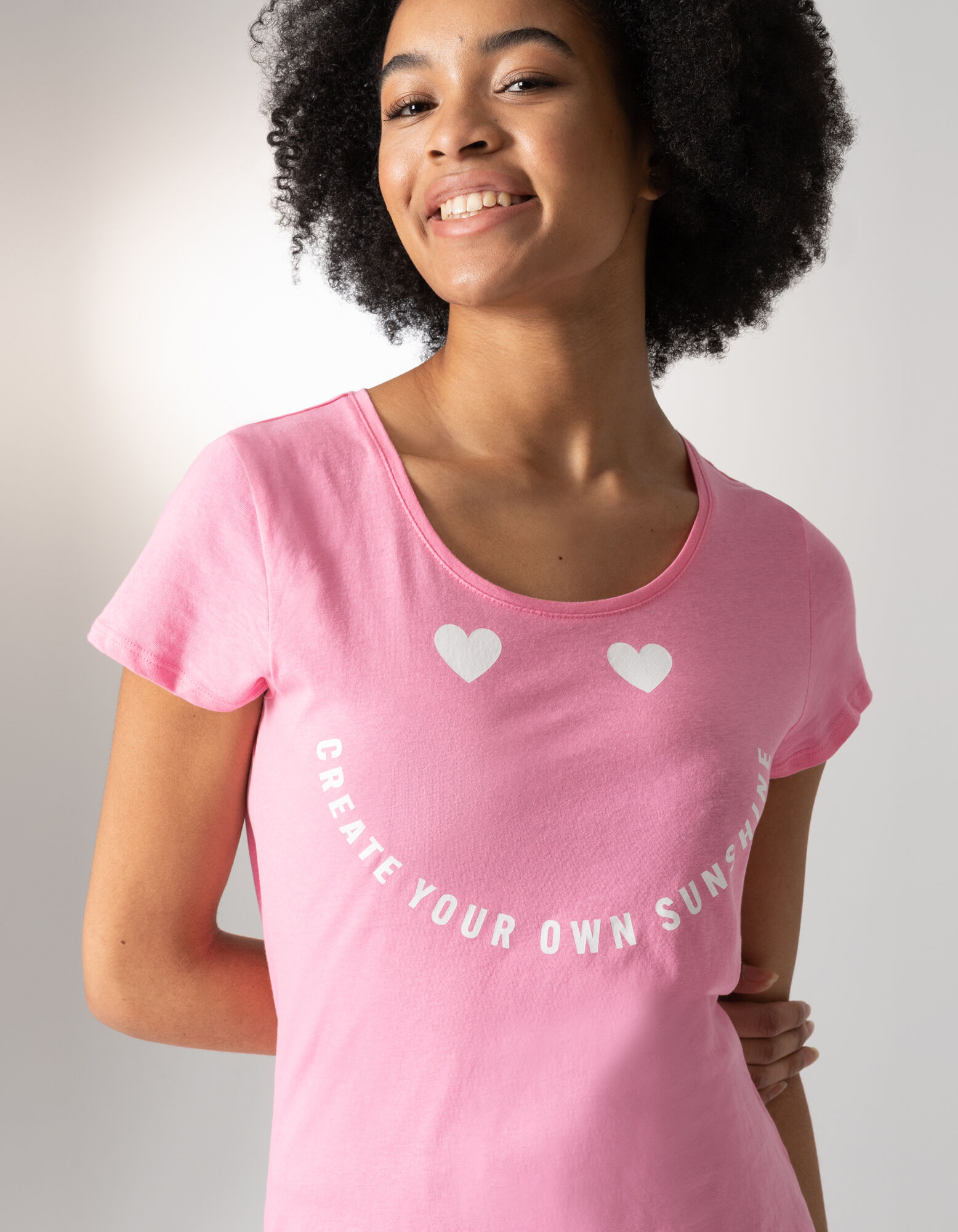 T-shirt - Message imprim&eacute; - rose