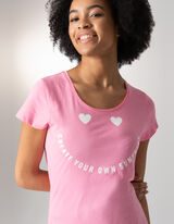 T-shirt - Message imprim&eacute; - rose