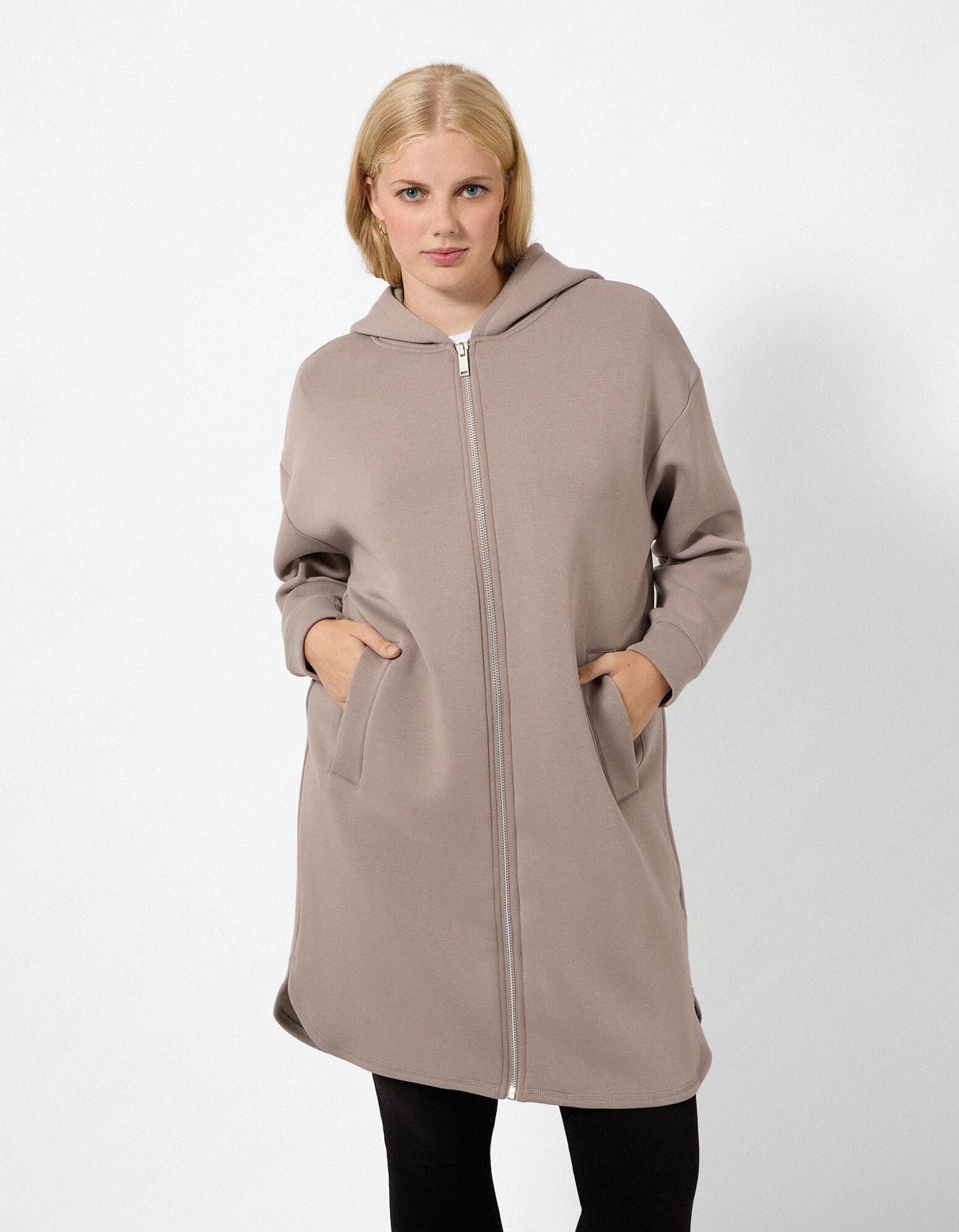 Sweatjacke - Kapuze - Taupe