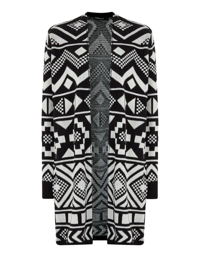 Damen Longcardigan mit Ikatmuster