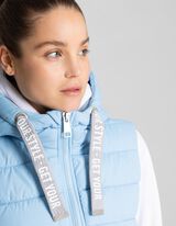 Gilet lungo - Cappuccio con coulisse - celeste