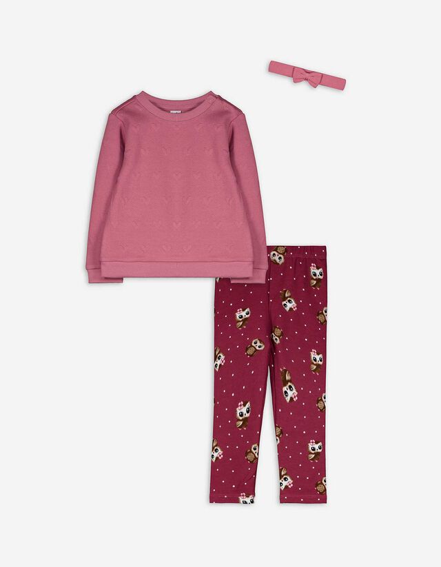 Set pantafelpa + fascia capelli - Fiocco applicato - rosa