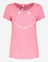T-shirt - Message imprim&eacute; - rose