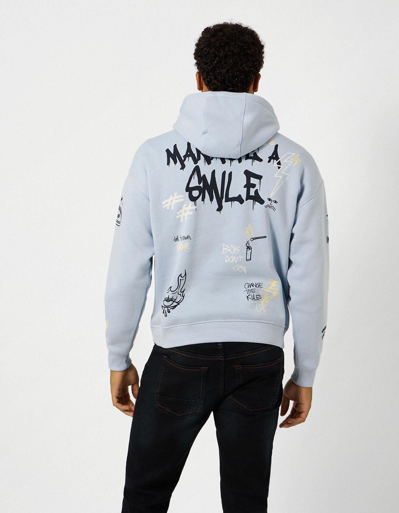 Sweatshirt - Print all-over - blauw