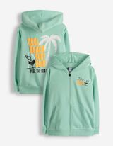 Sweatjacke - R&uuml;ckenprint - hellgr&uuml;n