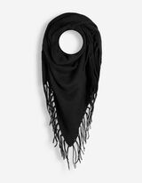 Foulard triangulaire - Franges aux extr&eacute;mit&eacute;s - noir