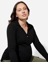 Umstandsshirt - Hemdkragen - schwarz