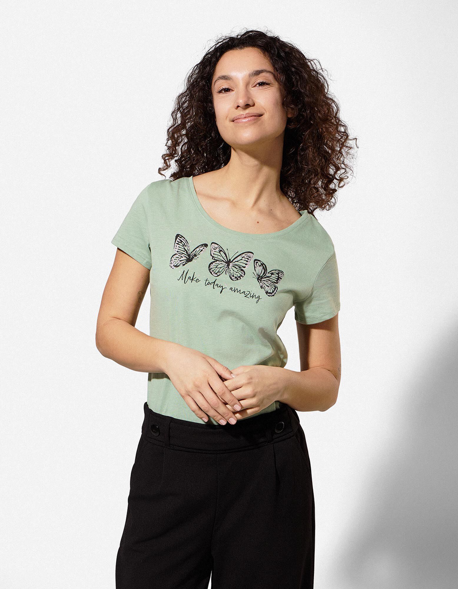 T-Shirt - Print - Petrol