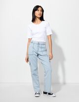 Džinsai - šviesiai mėlynas džinsinis audinys - sviesiai melynas