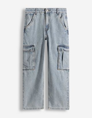 Cargo nohavice - Baggy Fit - svetlomodra