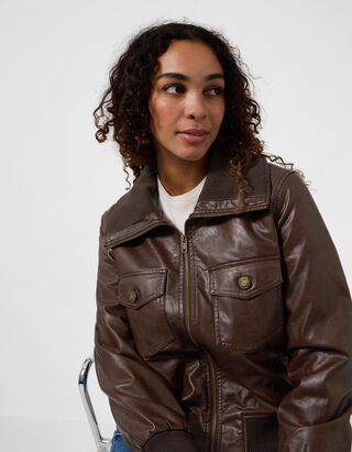 Blouson - Imitatieleer - bruin