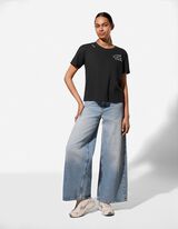 T-Shirt - Stickereien - schwarz