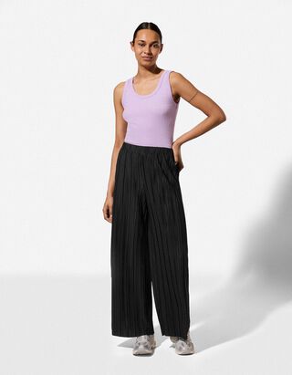 Pantaloni - Bandă elastică &icirc;n talie - Negru