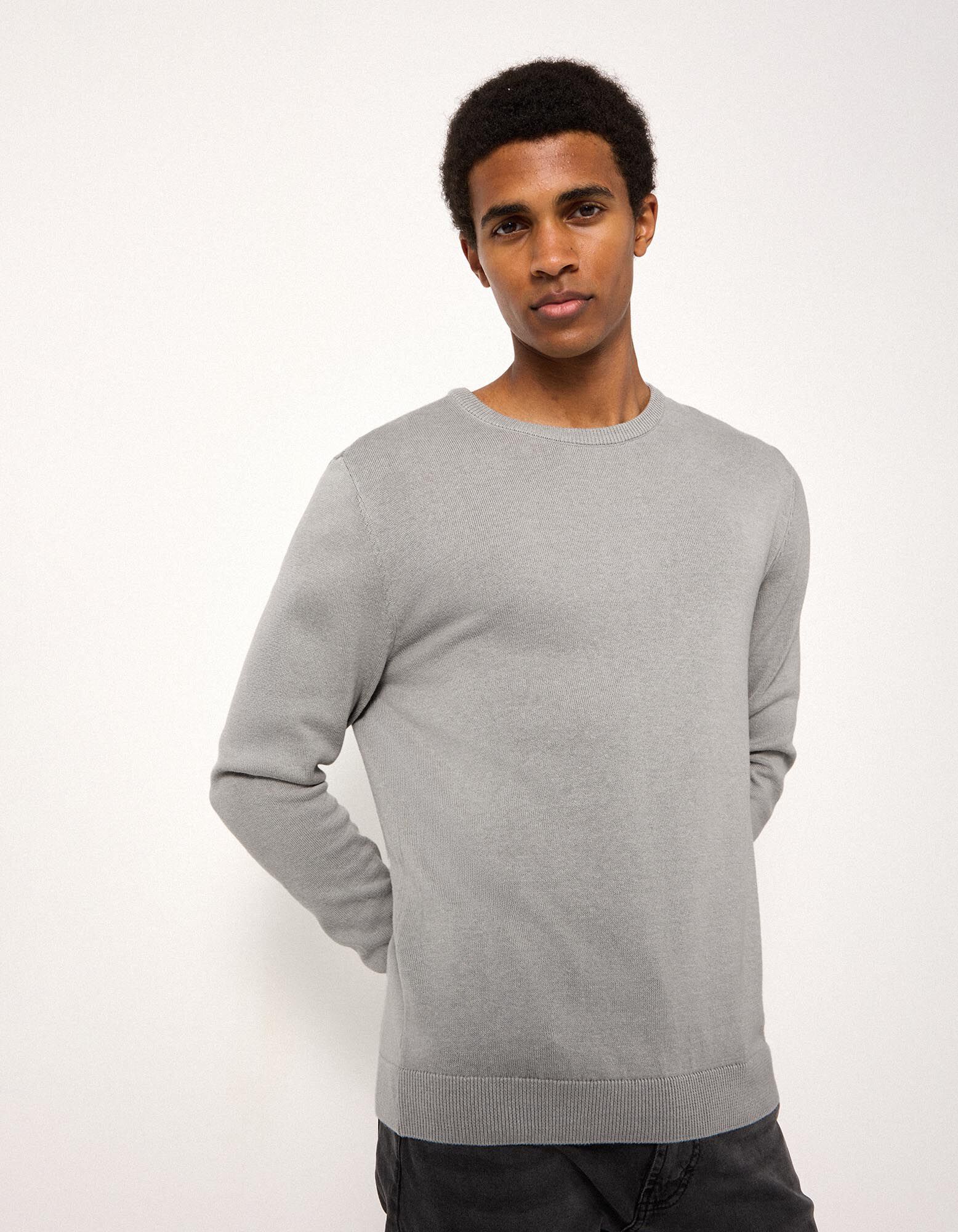 Pullover - Baumwoll-Mix - Hellgrau