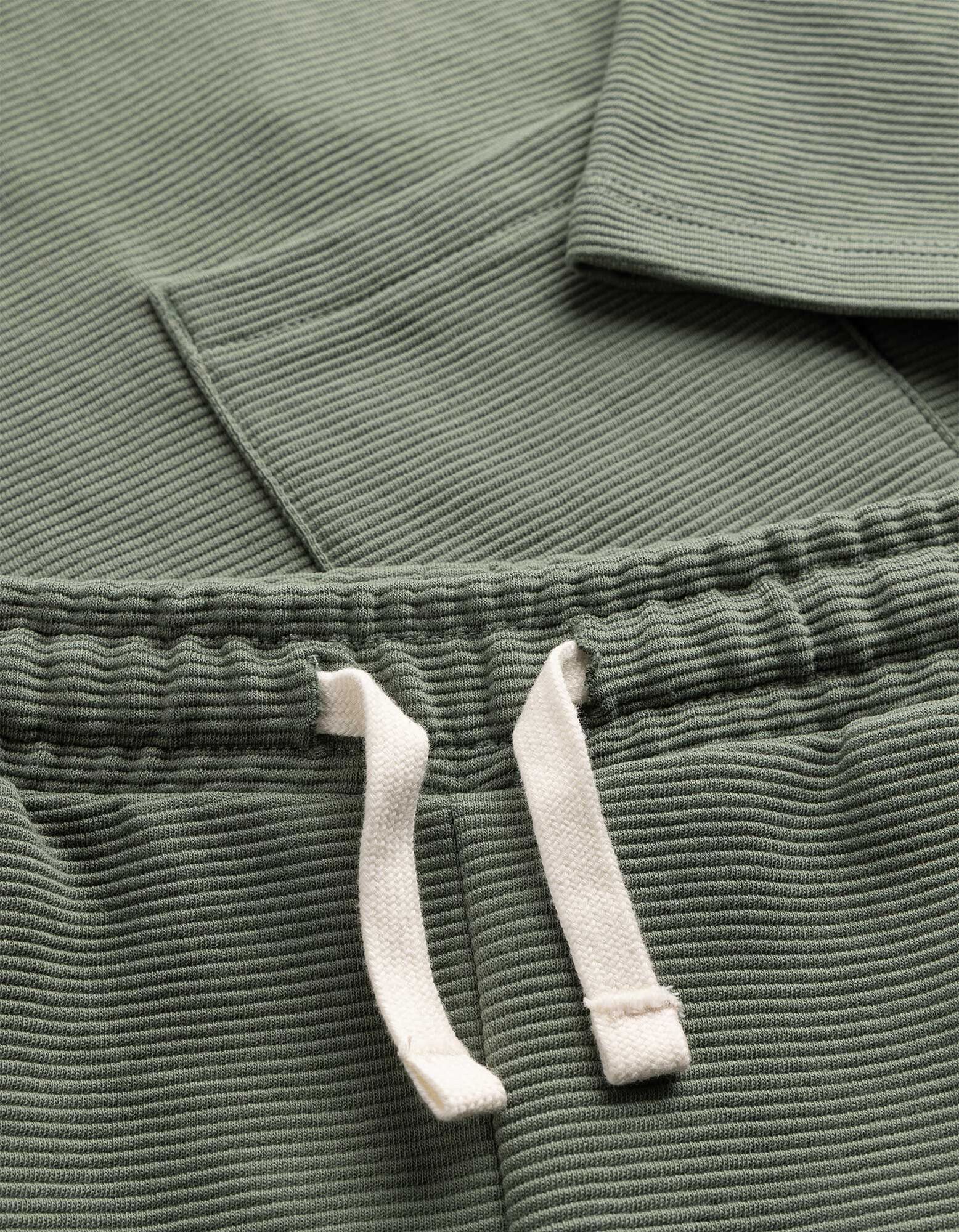 Set van T-shirt en broek - Geribd - donkergroen