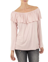 Damen Off-Shoulder-Shirt mit Volantbesatz&nbsp;