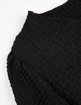 Langarmshirt - Crinkle-Optik - schwarz