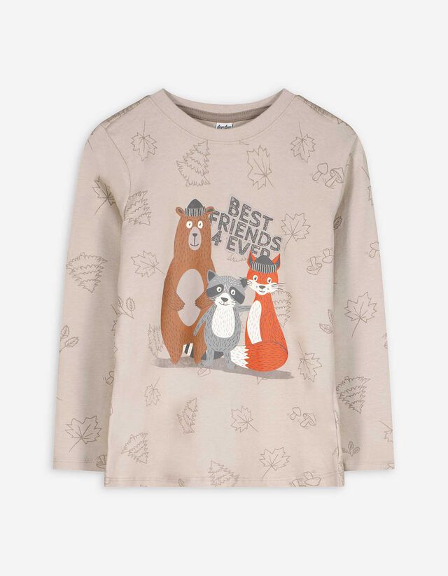 Langarmshirt - Print - beige