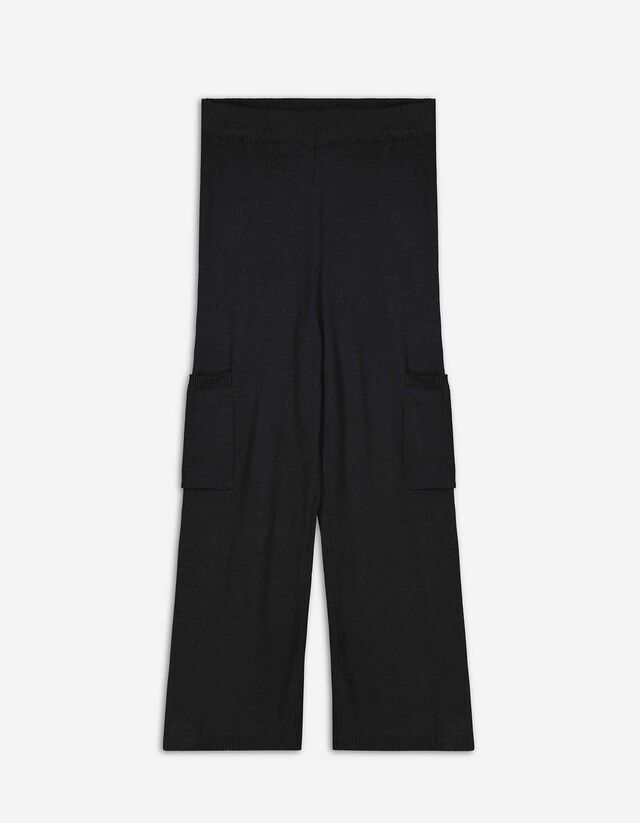 Paperbag Hose - Feinstrick - schwarz