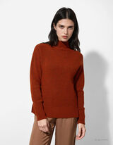 Pulover de tricot - Guler cu guler cocteil - Maro