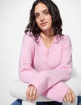 Pullover - V-Ausschnitt - rosa