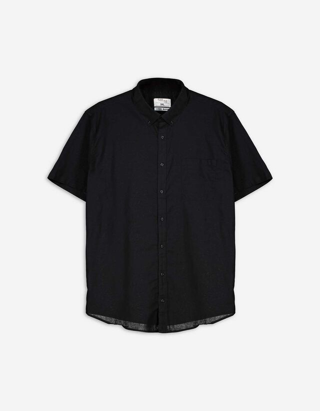Chemise - Aspect lin - Noir
