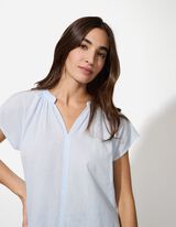 Bluse - V-Ausschnitt - hellblau