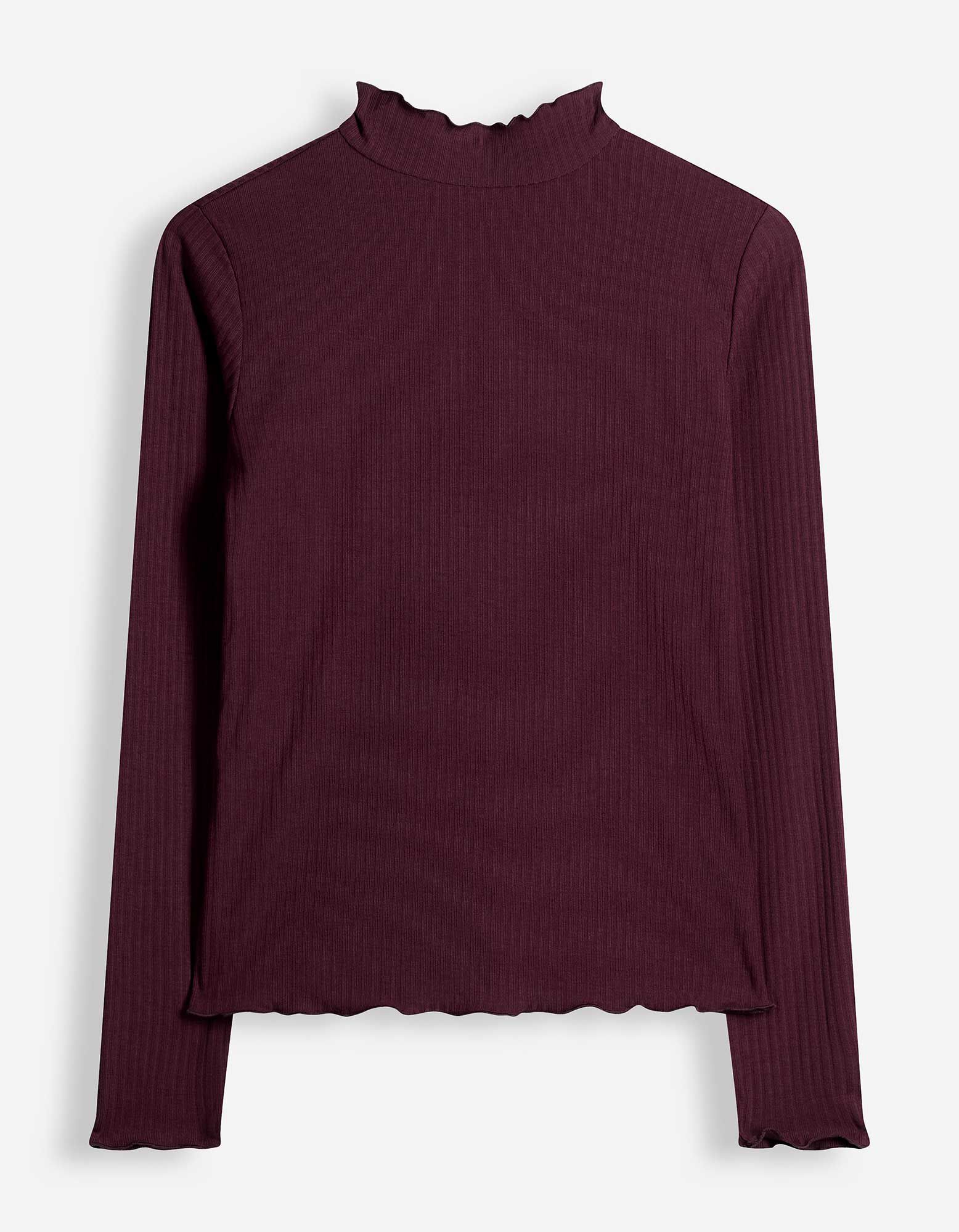 Langarmshirt - Rippenstruktur - Lila