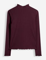 Langarmshirt - Rippenstruktur - Lila