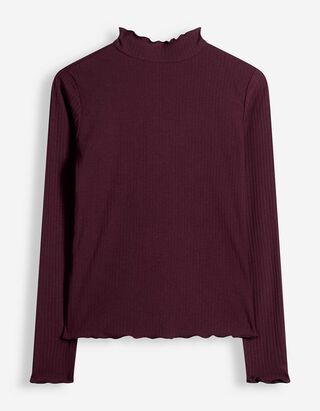 Langarmshirt - Rippenstruktur - Lila